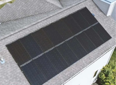 Silfab solar panels on a gray rooftop.